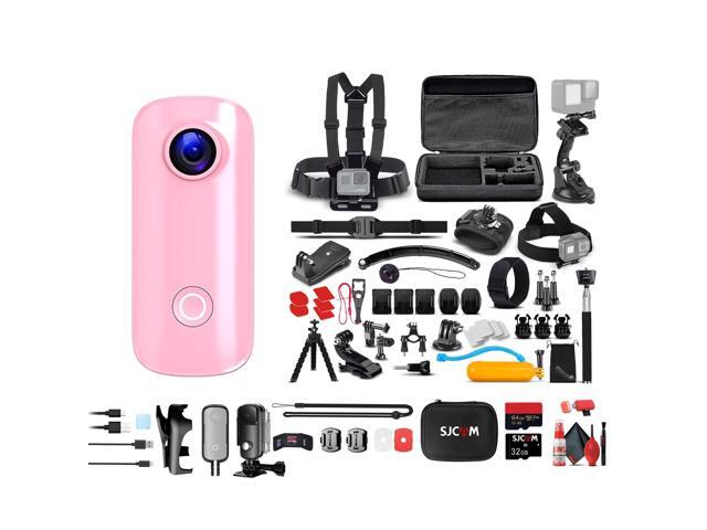 C100 Plus Action Camera in Pink with 4K Video, EIS Stabilization, and Audio Recording, Bundle Including: 64GB Micro SD Card, 50-in-1 Action Kit,...