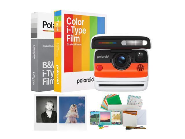 Flip Instant Camera with Sonar Autofocus and Retro Design (White) Bundle with Color/B & W Film for i-Type and Film Kit (4 Items)