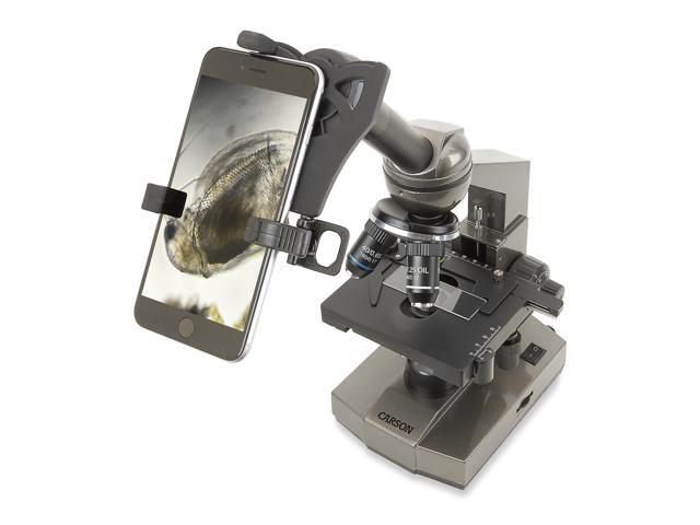 Beginner 100-1000x Compound Student Microscope with Mechanical Stage, Universal Smartphone Digiscoping Adapter, and Cam Phone App (MS-100SP)