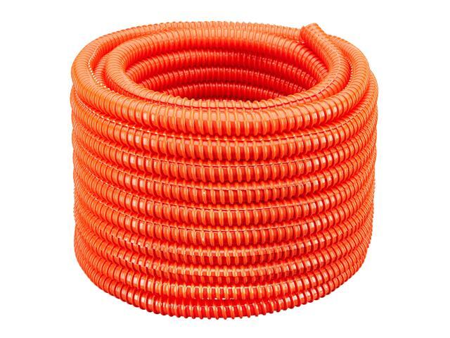 (2' Dia x 100 ft, Orange) Flexible Corrugated PVC Split Tubing and Convoluted Wire Loom