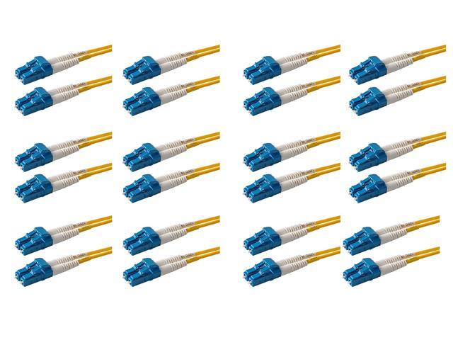 12-Pack 5 Meter LC to LC Fiber Patch Cable, Corning SMF-28 Singlemode 9/125um Ultra Optical Fiber, OS1/OS2 Compatible, Duplex, Yellow LSZH Cable.