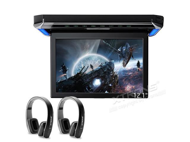 12.1 Inch 1080P Video Car Overhead Player Roof Mounted Monitor HDMI Port with Black New Version IR Headphones (No DVD)