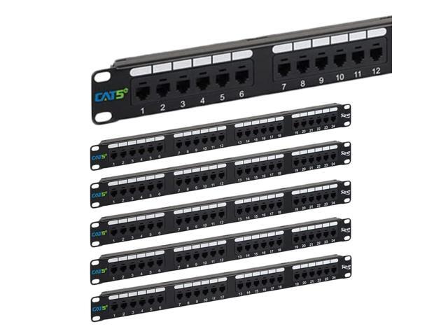 CAT5e Patch Panel, UL Listed & PoE++ Rated Gigabit Applications, Rackmount 24 Port 1U 19-Inch Network Patch Panel with Rear 110 IDC Terminal Blocks...