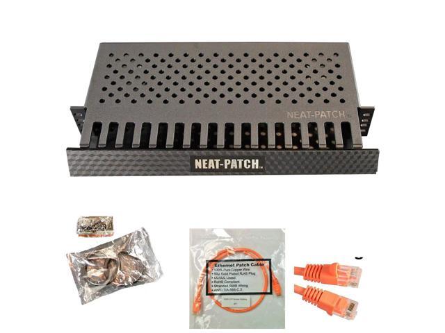 Neat Patch MINI 1U Low Profile Cable Management Kit - 3 Packs w/ 72 CAT6 Patch Cables (1FT Orange)
