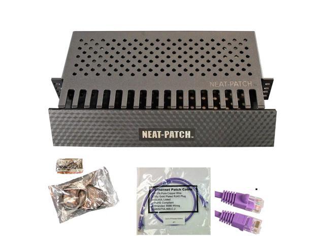 Neat Patch 2U Cable Management Kit - 2 Packs w/ 48 CAT6 Patch Cables (2FT Purple)