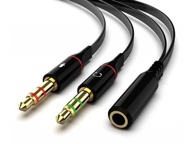Headphone Splitter Adapter, 3.5mm Mic Cable for Computer, Headset 3.5mm Female to 2 Dual Male Microphone Audio Stereo Jack Earphones Port to Gaming.
