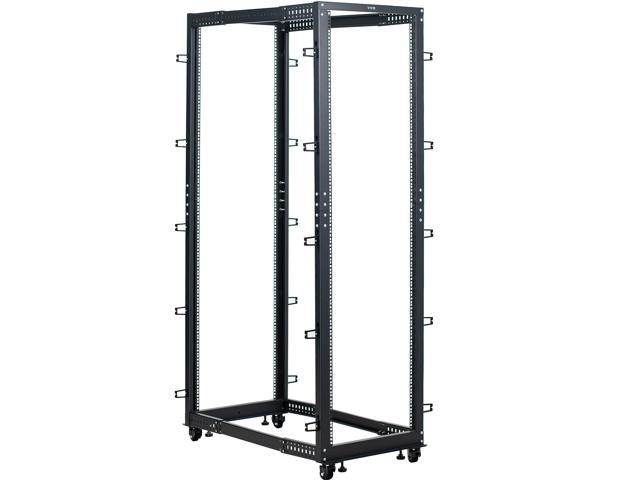 42U Freestanding Server Rack, Mobile Open Frame 22 to 40 inch Adjustable Network Server Cart, Black, CART-SR42U