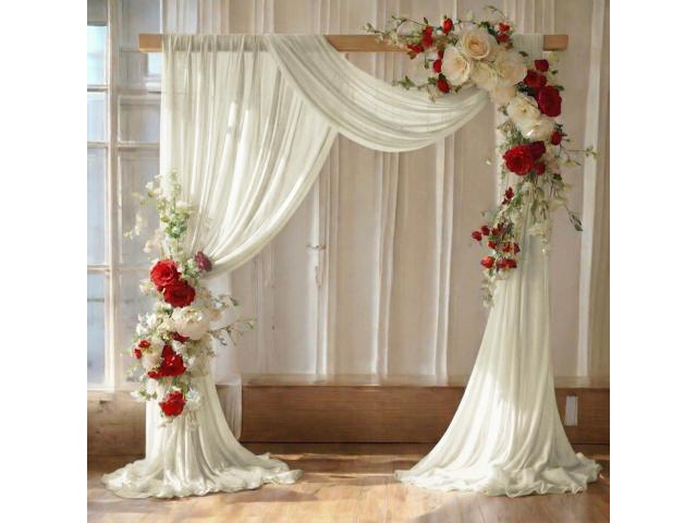 MDS Pack of 2 Wedding Arch Drape Panel (30' Width x 100ft Long) Sheer Chiffon Arbor Canopy Drapery Fabric for Wedding Ceremony Reception Decoration.