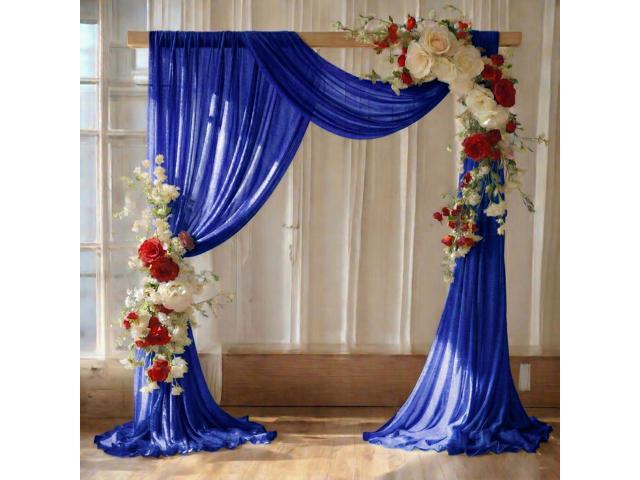 Pack of 2 Wedding Arch Drape Panel (30' Width x 100ft Long) Sheer Chiffon Arbor Canopy Drapery Fabric for Wedding Ceremony Reception Decoration...