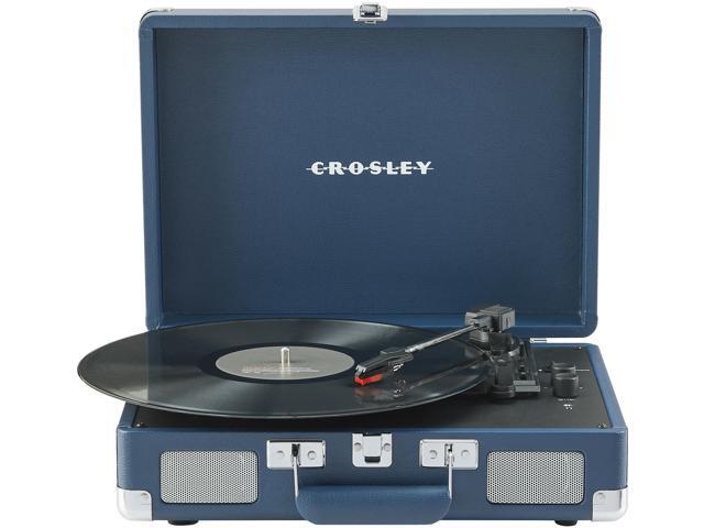CR8005F-IB Cruiser Plus Vintage 3-Speed Bluetooth in/Out Suitcase Vinyl Record Player Turntable with Built-in Speakers, Ink Blue