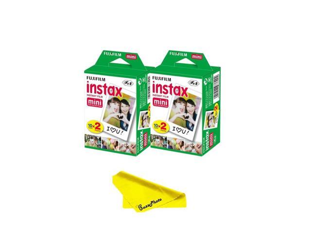 Instax Mini Twin Pack Picture Format Instant Daylight Film for Instax Mini Instant Cameras w/BuzzPhoto Microfiber Cleaning Cloth (2 Twin Packs (40...