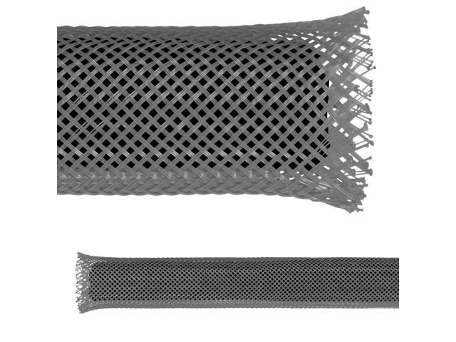 1/2' PET Expandable Braid Sleeving Flame Retardant Flexible Wire Mesh for Cord Management and Cable Protection - 500 Feet - Gray