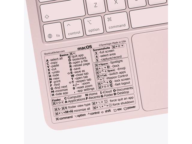 100pcs (Universal/Neo/Air/Pro) Mac OS Reference Keyboard Shortcut Sticker, Laminated Vinyl - for MacBook/iMac/Mini (Clear/Pack of 100)