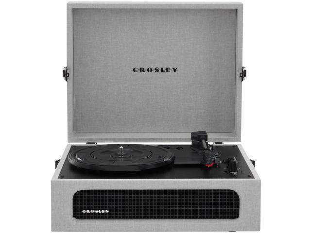 CR8017B-GY Voyager Vintage Portable Vinyl Record Player Turntable with Bluetooth in/Out and Built-in Speakers, Gray