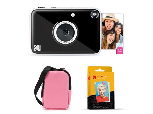 Printomatic+ Instant Print Digital Camera Starter Bundle + Carrying Case (Pink) + Zink 20pk Sticky-Back Photo Paper - 10MP, Full-Color Photos, GB...