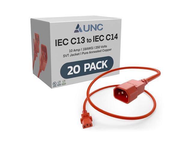 20 Pack 3.5ft PDU Power Cable C13 to C14 10Amp 18AWG 250V SVT Jacket UL Listed, Red, 3.5 Foot