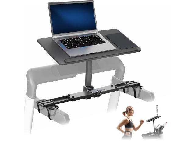 Wooden Laptop Treadmill Desk, Tilting Ergonomic Notebook Mount Stand with Mouse Pad and Wrist Support, Fits Both Round and Square Handlebars,.