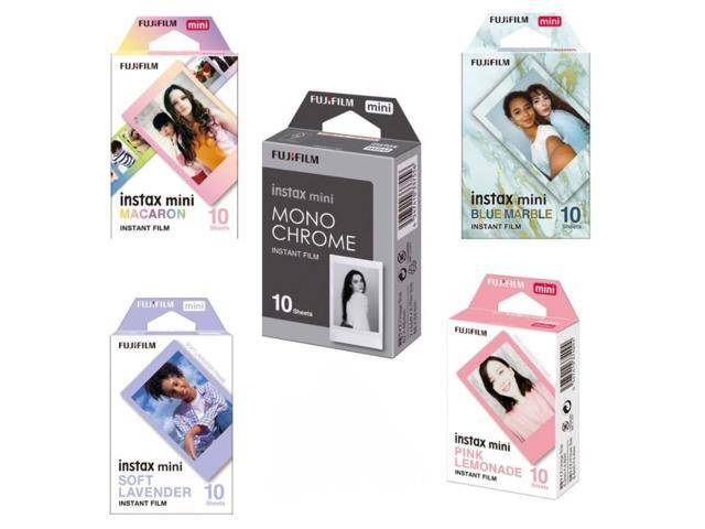 Instax Mini Film Variety Pack 5 Unique Styles for Instax Cameras - (Macaron, Monochrome, Blue Marble, Soft Lavender, Pink Lemonade) (5 Colors (50...