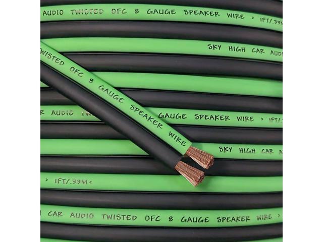 25' feet OFC True 8 Gauge AWG Oxygen Free Copper Speaker Wire GR/BK Car Home Audio