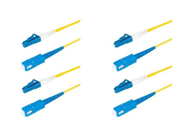 4-Pack 2 Meter SC/UPC to LC/UPC Slim Simplex Riser OFNR Fiber Patch Cable, Corning SMF-28 Singlemode 9/125um Ultra Fiber, OS1/OS2 Compatible