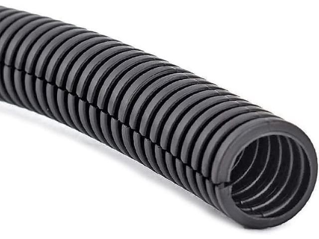 3/4' Wire Loom Polypropylene Slit Corrugated Flexible Conduit Split Cable Sleeve - 100 Feet (Black)