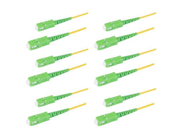 6-Pack 20 Meter SC/APC to SC/APC Slim Simplex Riser OFNR Fiber Patch Cable, Corning SMF-28 Singlemode 9/125um Ultra Fiber, OS1/OS2 Compatible