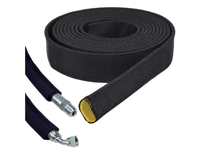 2' Hydraulic Hose Burst Protection Sleeving Nylon Hose Guard Protector Sleeve - 10 Feet - Black with Yellow Inner Liner
