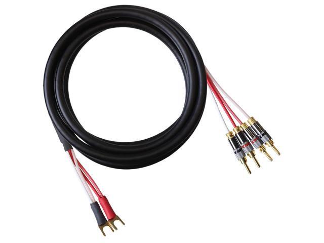 Canare 4S11 Speaker Cable, with Ultrasonically-Welded Bi-Wire Terminations (One Cable - for one Speaker); Assembled in The USA (10 Foot, Black, Two...