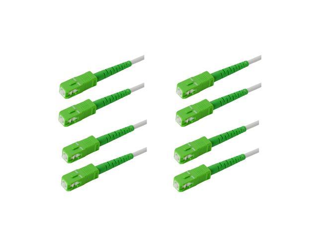 4-Pack 100 Feet SC/A to SC/A Armored Fiber Patch Cable, Premium SC/A Connector ( 0.15dB), Corning Singlemode G657A2 Fiber, 3.0mm White Simplex LSZH.