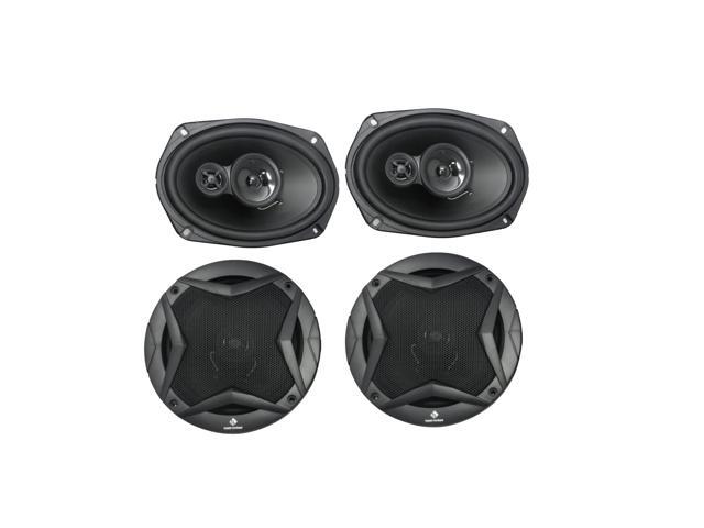 BR6930 6x9 3-Way & BR650 6.5' 2-Way Car Audio Coaxial Speakers Combo 2100W Peak Power Pair Set 4 Ohm Full Range Upgrade for Car, Boat, ATV,.