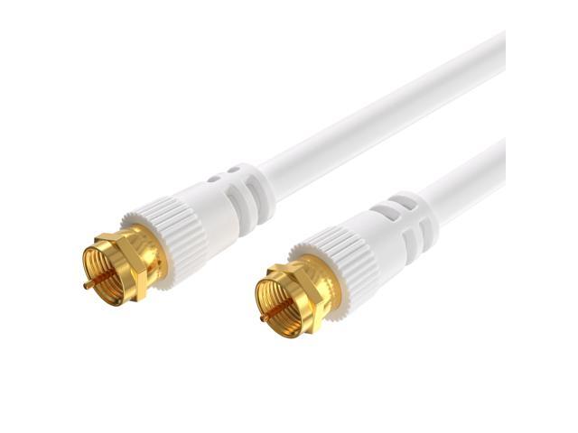 Pack of 10 x Coaxial Cables 50FT White Coax RG6 Male F Type Extension Wire Digital Audio Video for Indoor and Outdoor Satellite Dish Cable TV Antenna