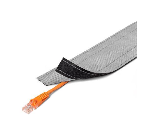 4' Wide Dura Race Carpet Cord Cover Cable Protector Hook and Loop Wire Concealer - 15 Feet - Gray