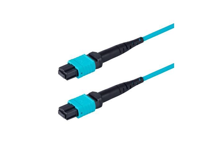 1-Pack 12 Meter 12 Fiber Low Loss Non-Pinned MPO to MPO Fiber Trunk Cable, Type-B, OM3 Corning ClearCurve Fiber, Fire Retardant Plenum Cable Jacket...