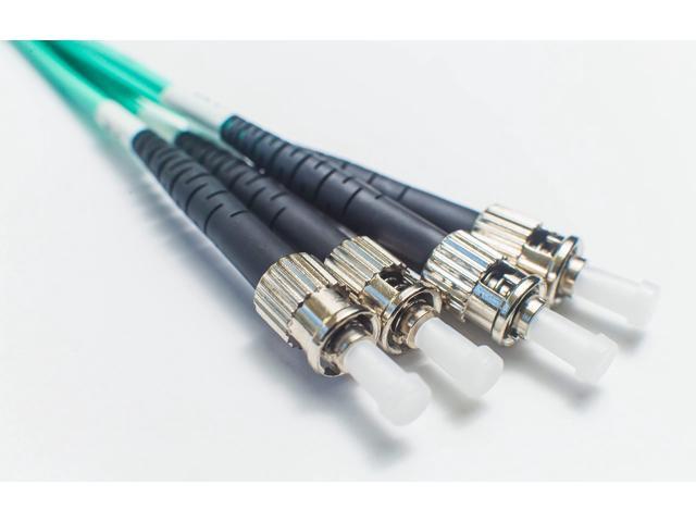 ST ST OM3 Plenum Fiber Optic Patch Cable Flame-Rated OFNP Corning Glass 40.0m (131.2ft) Fire-Safe for Ceiling Runs, Office Racks, Air-Handling.