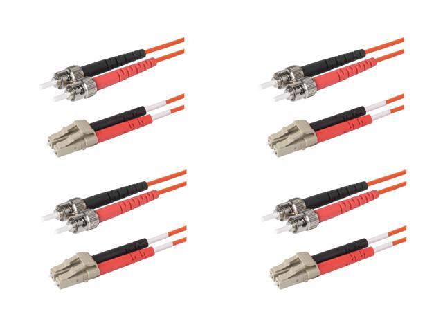 4-Pack 7 Meter ST to LC Fiber Optic Patch Cable, Red and Black Boots, Corning InfiniCor Multimode OM1 62.5/125um Optical Fiber, Duplex Orange Riser...