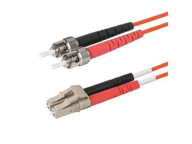1-Pack 150 Feet ST to LC Fiber Optic Patch Cable, Red and Black Boots, Corning InfiniCor Multimode OM1 62.5/125um Optical Fiber, Duplex Orange.