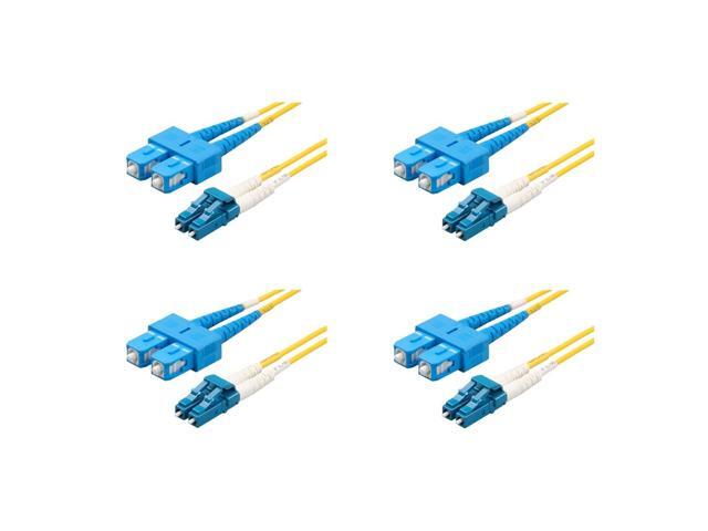 4-Pack 7 Meter LC/U to SC/U Fiber Patch Cable, Corning SMF-28 Singlemode 9/125um Ultra Optical Fiber, OS1/OS2 Compatible, Duplex Yellow Riser OFNR...