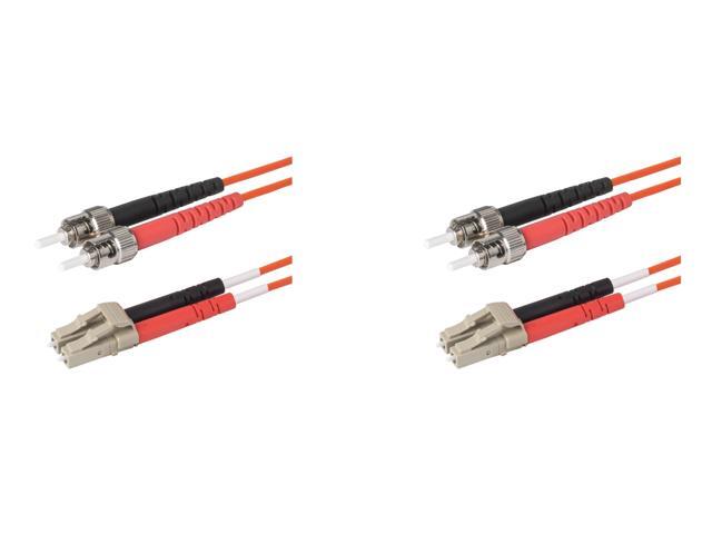 2-Pack 9 Meter ST to LC Fiber Optic Patch Cable, Red and Black Boots, Corning InfiniCor Multimode OM1 62.5/125um Optical Fiber, Duplex Orange Riser...