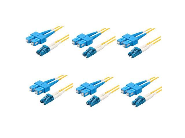 6-Pack 3.5 Meter LC/U to SC/U Fiber Patch Cable, Corning SMF-28 Singlemode 9/125um Ultra Optical Fiber, OS1/OS2 Compatible, Duplex Yellow Riser.