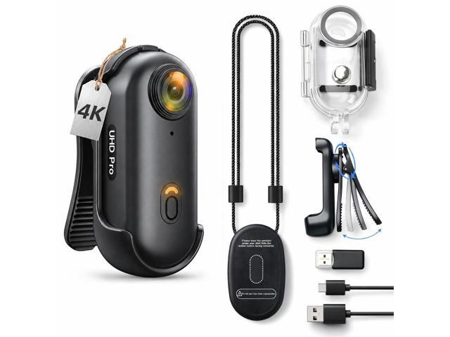 4K Mini Motorcycle Camera, POV Body Cam with Stabilization, Magnetic Clip-On, WiFi Live View, Waterproof Case, Bike Helmet Mount for Cycling Travel...