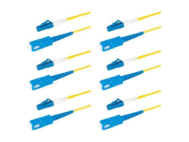 6-Pack 1 Meter SC/UPC to LC/UPC Slim Simplex Riser OFNR Fiber Patch Cable, Corning SMF-28 Singlemode 9/125um Ultra Fiber, OS1/OS2 Compatible