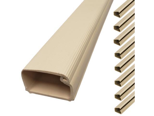 1.5' Locking Channel Raceway Cord Concealer and Wire Hider Cable Manager - 46 Inch - Beige - 10 Pack