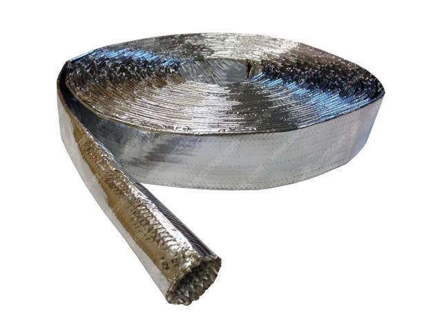 Aluminum Coated Fiberglass Heat Reflective Cable Protection and Wire Safety Management Sleeving - 20mm (0.8') 50FT