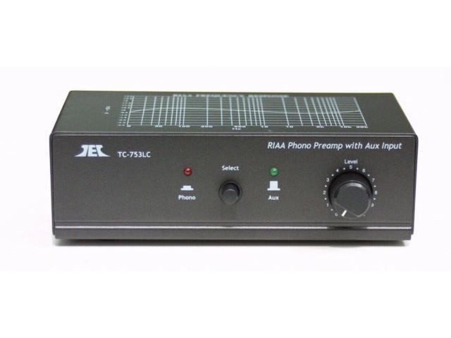 Technolink (TEC) TC-753LC Black Phono Preamp w/Level Control and AUX Input; Includes Optional Premium HIGH Power AC Adaptor