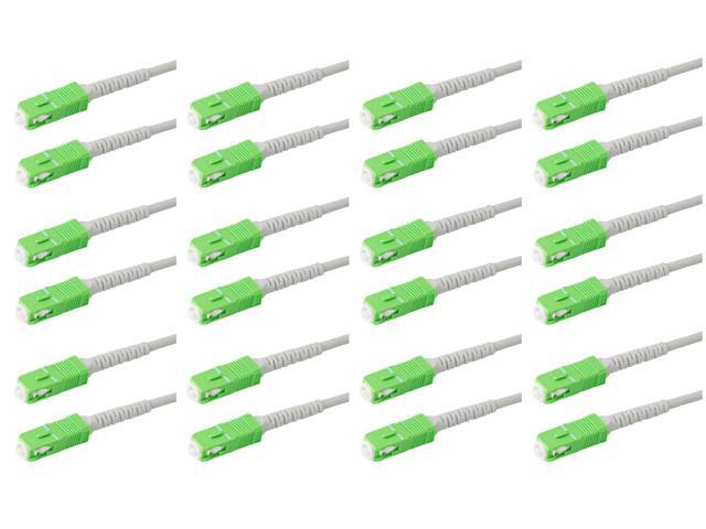 12-Pack 3 Meter SC/APC to SC/APC 3.0mm White Simplex Riser OFNR Fiber Patch Cable, Corning SMF-28 Singlemode 9/125um Ultra Fiber, OS1/OS2 Compatible