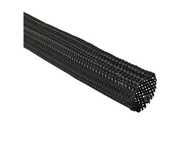 1.5' Industrial Fray Resistant Braid Sleeving Expandable Flexible Cable Mesh Sleeve - 100 Feet - Black