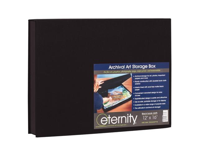 Eternity Archival Clamshell Photo Storage Box, Black - 12'x16', 2 Pack - For Storing Artwork, Photos & Documents, Deluxe Acid-Free, Sturdy & Lined...
