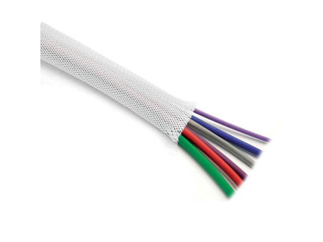 1.25' Industrial Fray Resistant Braid Sleeving Expandable Flexible Cable Mesh Sleeve - 100 Feet - White