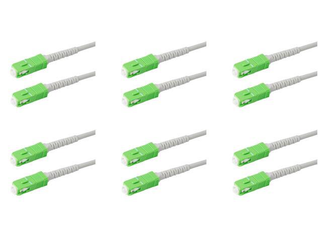 6-Pack 3.5 Meter SC/APC to SC/APC 3.0mm White Simplex Riser OFNR Fiber Patch Cable, Corning SMF-28 Singlemode 9/125um Ultra Fiber, OS1/OS2 Compatible