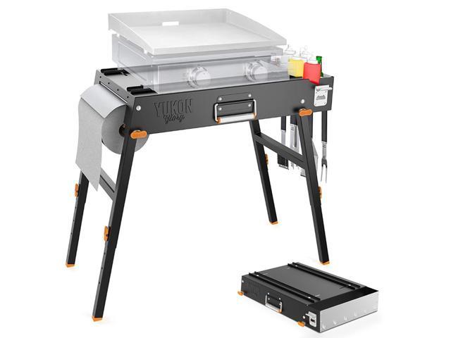 Commercial-Grade Portable Grill Table & Griddle Stand for Blackstone & Other Tabletop Flat Top Griddles - Built-In Caddy - Outdoor Cooking, Camping...